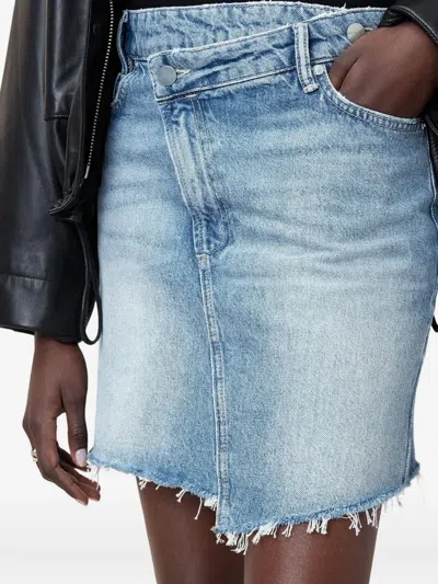 Allsaints Asymmetric Denim Mini Skirt In Blue