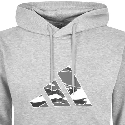 Adidas Sportswear Camo Logo Hoodie Grey In Gray