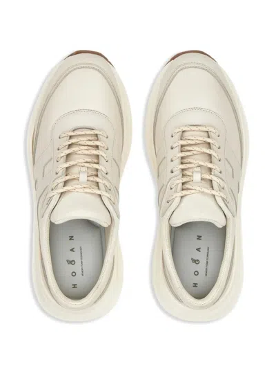Hogan 'rebel' Calf Leather Sneakers In Ivory