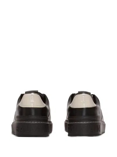 Balmain Low-top Round Toe Sneakers With Rubber Sole In Black