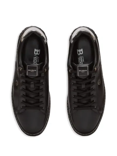 Balmain Low-top Round Toe Sneakers With Rubber Sole In Black