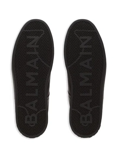 Balmain Low-top Round Toe Sneakers With Rubber Sole In Black