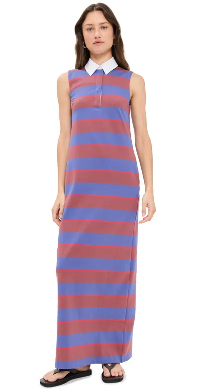 Staud Julius Sleeveless Polo Maxi Dress In Purple