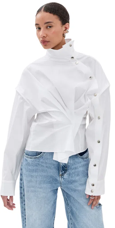 A.w.a.k.e. A. W.a. K.e. Mode Asymmetric Collar Shirt White In White