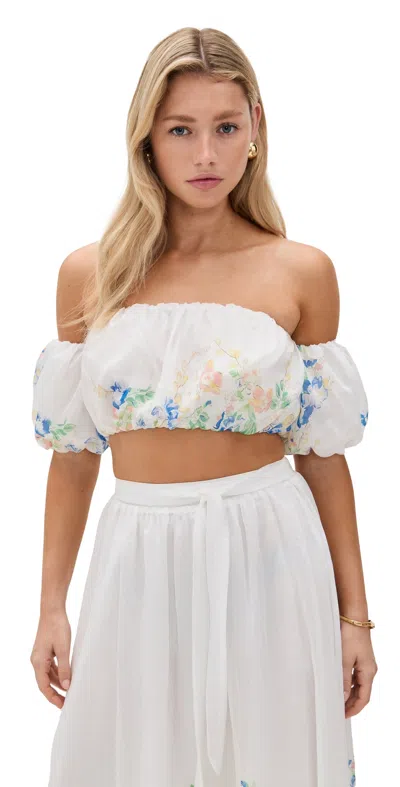 En Saison Julia Top White Blue Multi In White