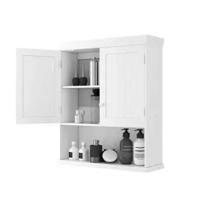 Hivvago Bathroom Wall Mount Medicine Cabinet With Open Storage Shelf In White In White