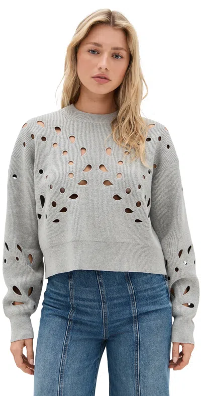 Ulla Johnson Boxy Grey Melange Vanessa Pullover In White