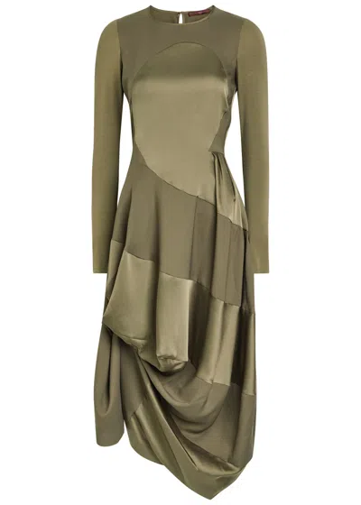 High Placid Gathered Stretch-jersey Midi Dress In Green