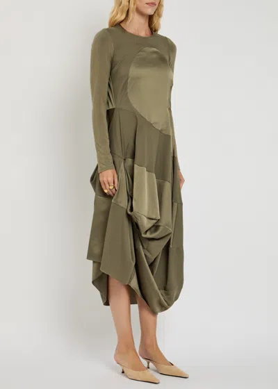 High Placid Gathered Stretch-jersey Midi Dress In Green