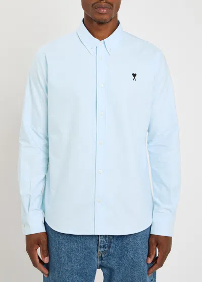 Ami Alexandre Mattiussi Ami Paris Logo-embroidered Cotton Shirt In Blue
