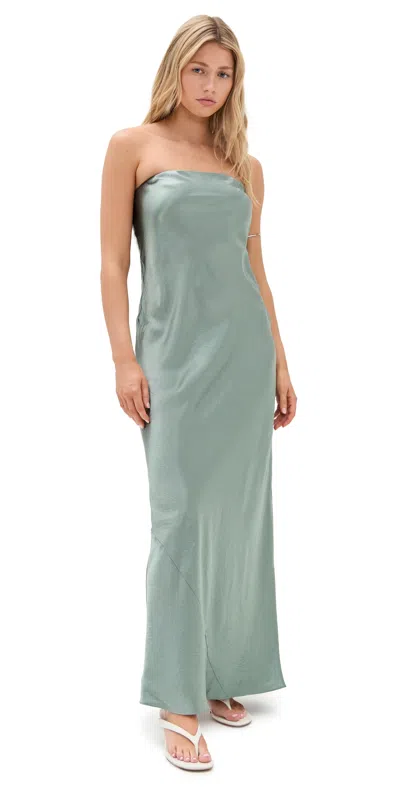 Vince Strapless Maxi Dress Clay Sage In Green