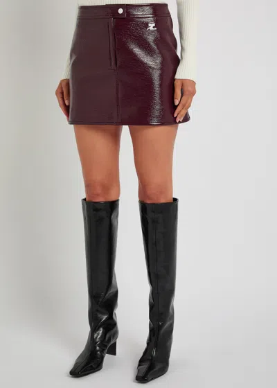 Courrèges Fitted Burgundy Mini Skirt With Shiny Finish In Burgundy