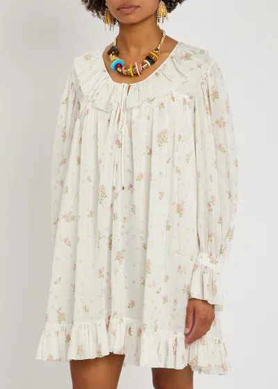 Chloé Chloe Floral-print Cotton Mini Dress In White
