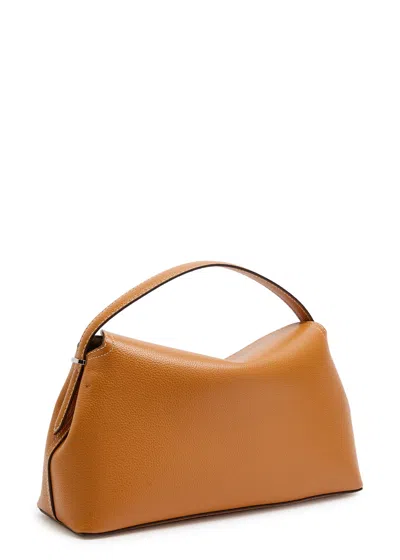 Totême T-lock Grained-leather Top Handle Tan