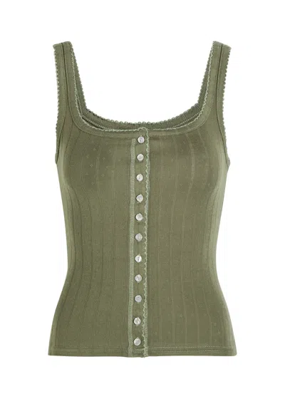 Free People End Game Pointelle Stretch-cotton Tank