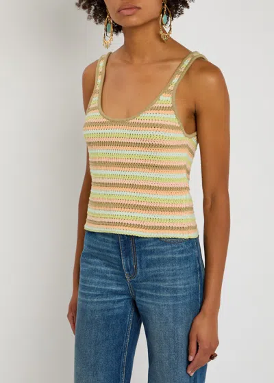 Chloé Chloe Logo-embroidered Striped Knit Tank