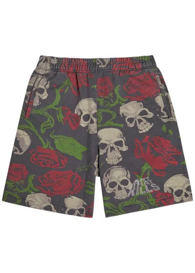 Gallery Dept. Edski Printed Cotton Shorts In Gray