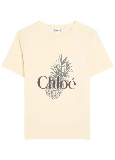 Chloé Pink Crewneck T-shirt With Maxi Logo Print On The Front In Cotton Woman