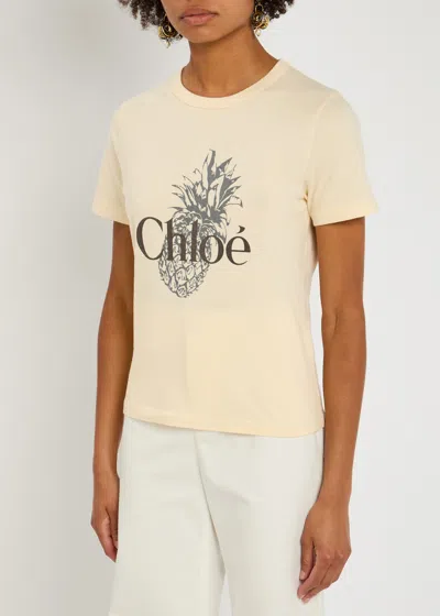 Chloé Pink Crewneck T-shirt With Maxi Logo Print On The Front In Cotton Woman