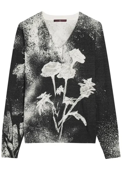 High Amuse Printed Rayon-blend Top In Gray