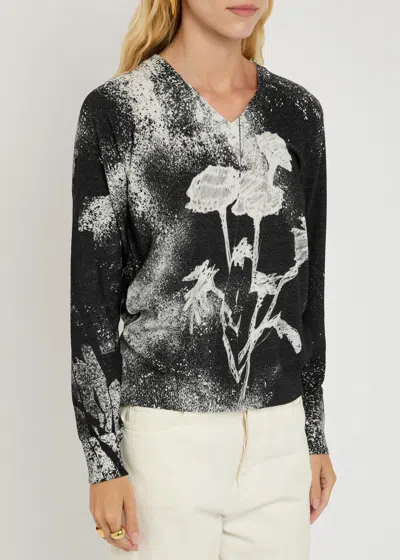 High Amuse Printed Rayon-blend Top In Gray