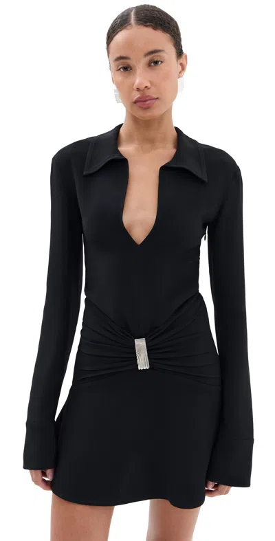 Attico Mini Dress With Deep V-neck In Black