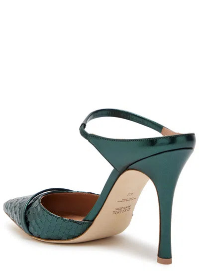 Malone Souliers Uma 90 Python-effect Metallic Leather Mules