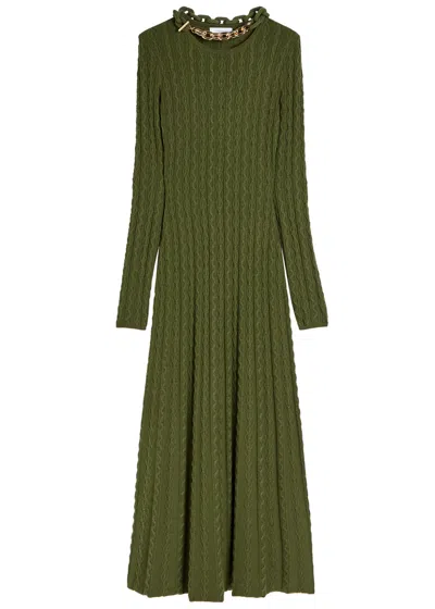 Rabanne Chain-embellished Cable-knit Midi Dress