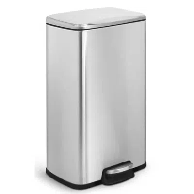 Hivvago 8-gallon Stainless Steel Kitchen Trash Can With Step-on Lid In Metallic