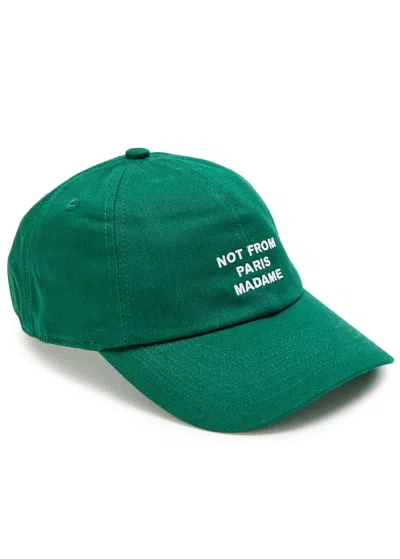 Drôle De Monsieur Nfpm Embroidered Cotton Cap In Green