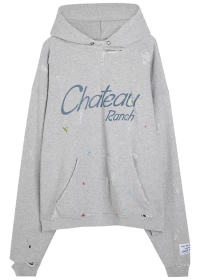 Gallery Dept. Chateau Ranch Distressed Paint-splattered Printed Cotton-blend Jersey Hoodie
