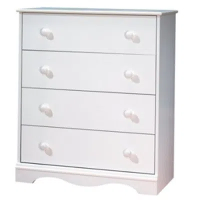 Hivvago White 4 Drawer Bedroom Chest With Wooden Knobs In White