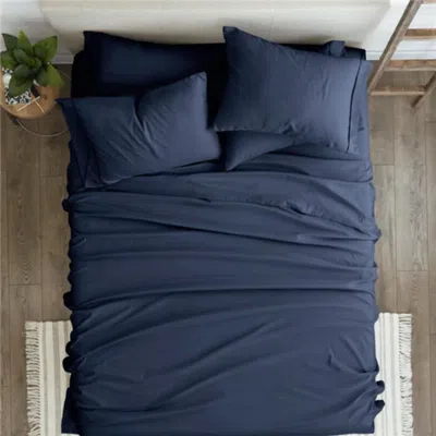 Hivvago Navy Blue 4-piece Soft Wrinkle Resistant Microfiber/polyester Sheet Set In Blue