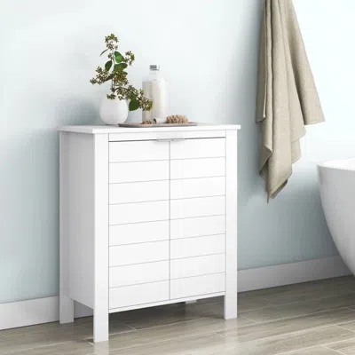 Hivvago Bathroom Linen Cabinet With Storage Shelf In White Wood Finish In White