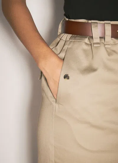 Saint Laurent Gabardine Pencil Skirt In Neutral