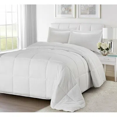 Hivvago King/cal King Traditional Microfiber Reversible 3 Piece Comforter Set In White In White