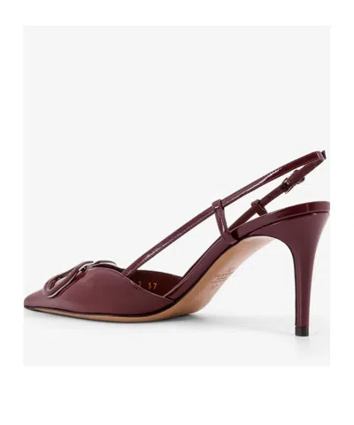 Valentino Patent Leather Slingback Pumps With Stiletto Heel In Burgundy