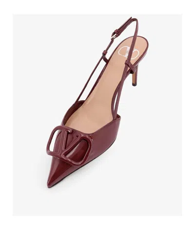 Valentino Patent Leather Slingback Pumps With Stiletto Heel In Burgundy