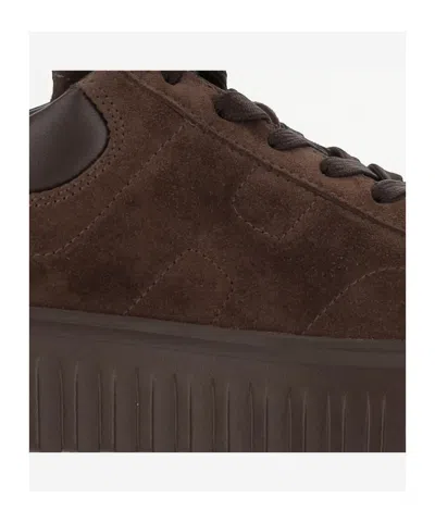Hogan Brown Suede Sneakers With Padded Collar In Brown