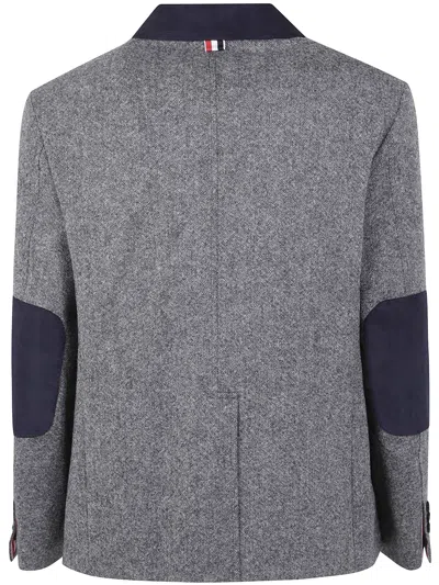 Thom Browne Solid Donegal Tweed Coat With Fisherman Shawl In Gold