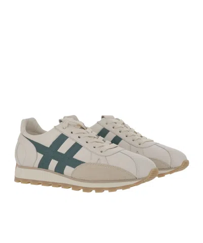 Hogan Leather Lace-up Trainers In Neutral