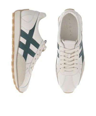 Hogan Leather Lace-up Trainers In Neutral