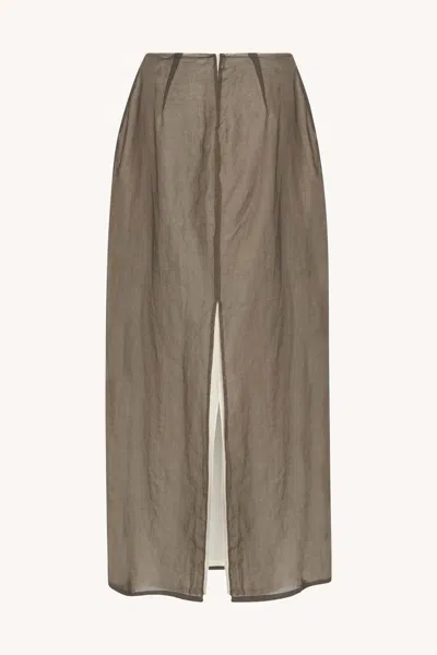 The Row Zaira Cotton Skirt In Gray