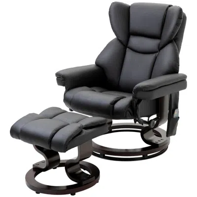 Hivvago Adjustable Black Faux Leather Remote Massage Recliner Chair W/ Ottoman In Black