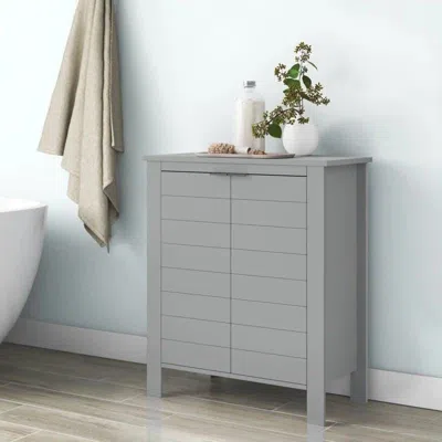 Hivvago Bathroom Linen Cabinet With Storage Shelf In Grey Wood Finish In Gray
