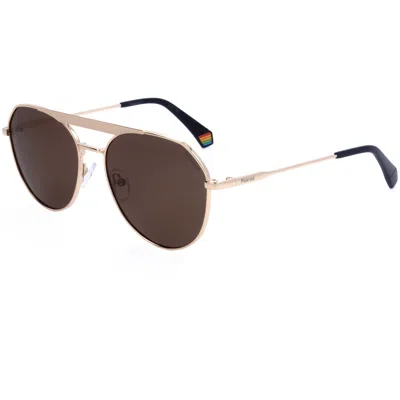 Polaroid Unisex 57 Mm Brown Sunglasses In Gold