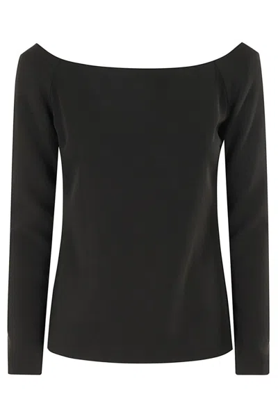 Federica Tosi Wide Boat Neck Top In Black