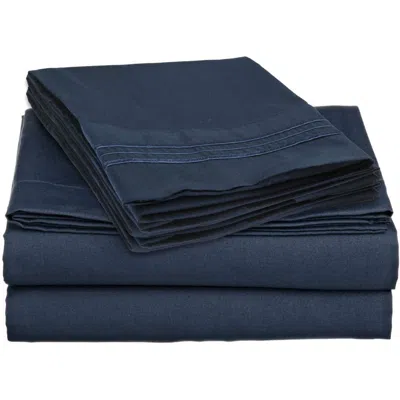 Hivvago King Size 4-piece Wrinkle-free Microfiber Sheet Set In Navy Blue In Blue