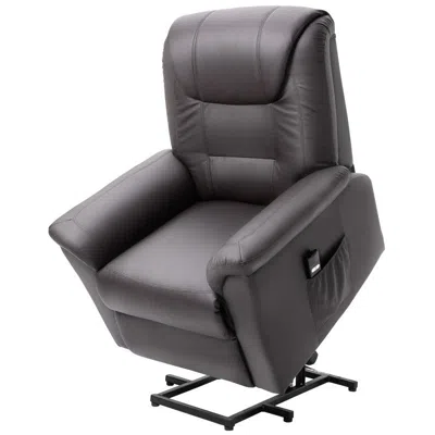 Hivvago Brown Electric Pu Leather Power Lift Chair With Remote Control & Side Pockets In Black
