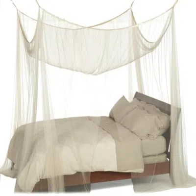 Hivvago 4-post Bed Canopy In Ecru Color Mesh Fabric - Fits All Bed Sizes In Neutral